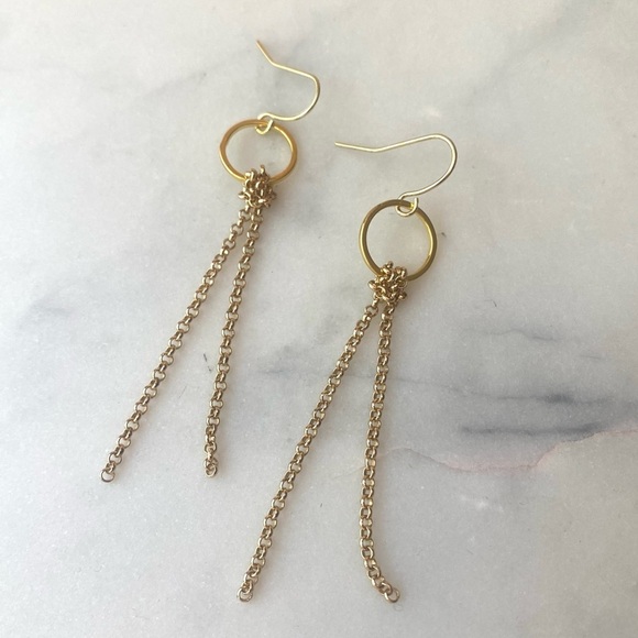 Handmade Gold Plated Drop Chain Earrings - Picture 2 of 4